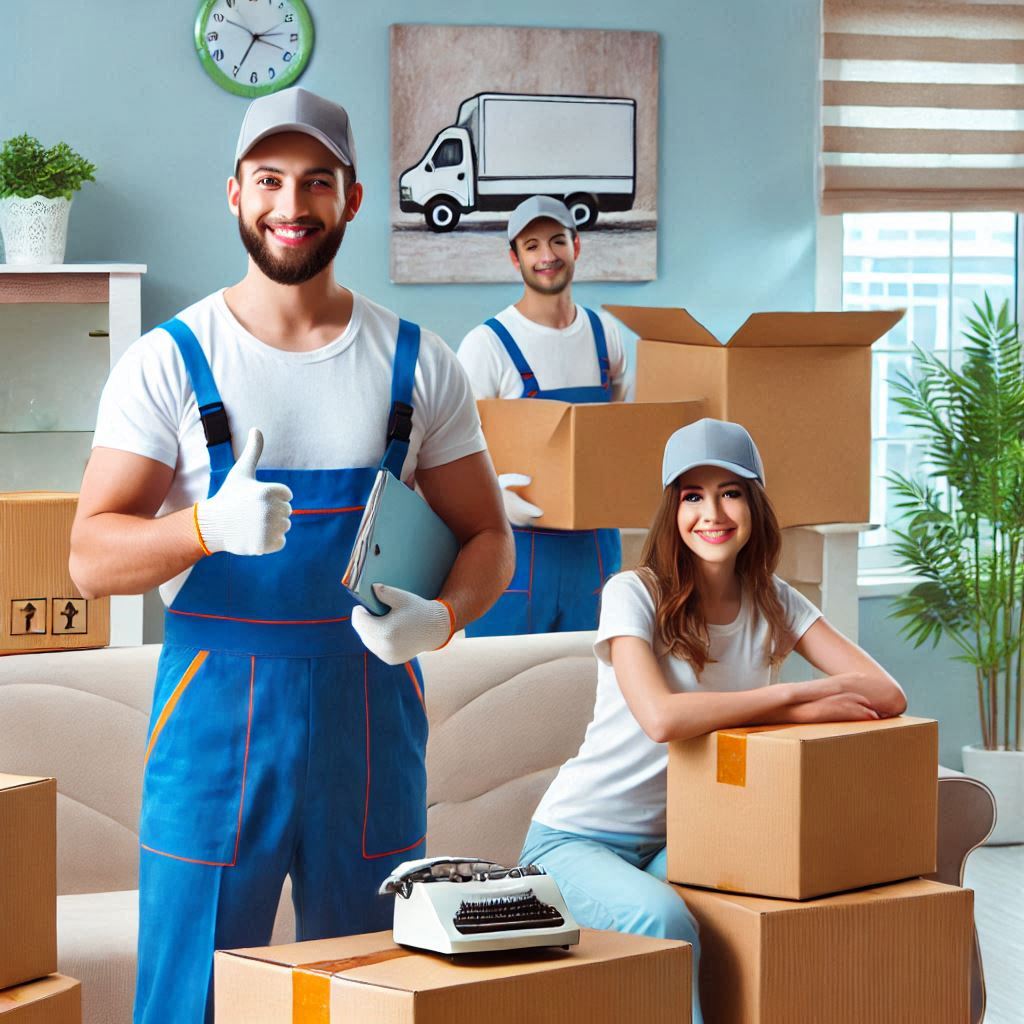 A labor of Creative Packers and Movers company delivering boxes to a customers home with respect